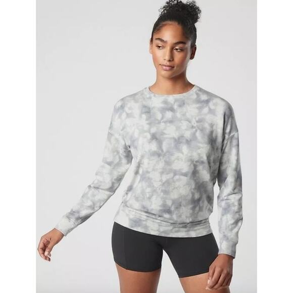 ATHLETA Studio To Street Print Sweatshirt Serene Grey Heather Size L - Picture 1 of 12